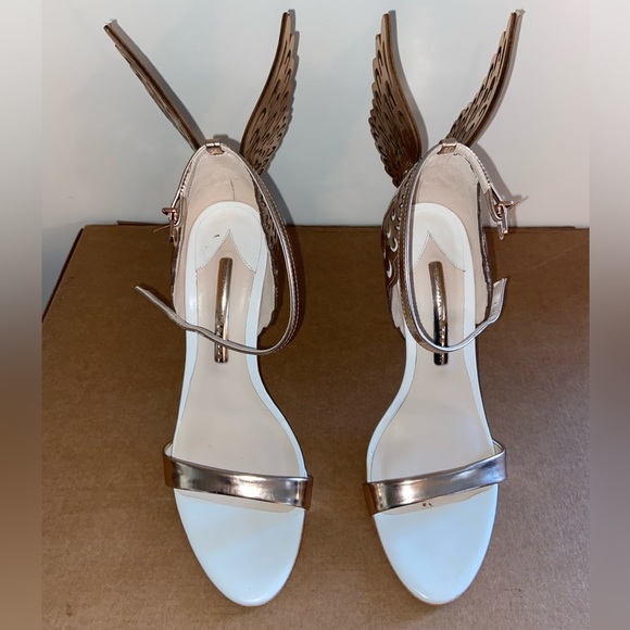 Sophia Webster Evangeline White & Rose Gold High Heel Sandals, size 8.5 - Picture 2 of 9